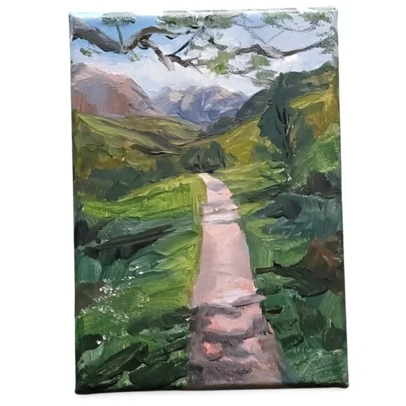 Mountain spring, Original Landscape Painting, 5x7 Mini Art - Picture 14 of 14